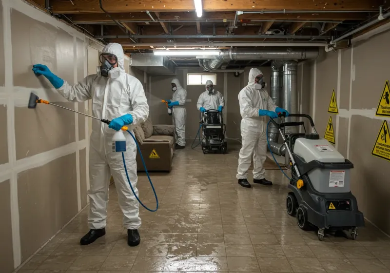 Basement Moisture Removal and Structural Drying process in Montauk, NY